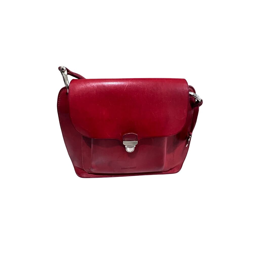 Dooney & Bourke Made in Italy Red Leather Messenger Crossbody Bag Vintage